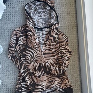Bogner Zebra Print Hoodie - Brown and Black
